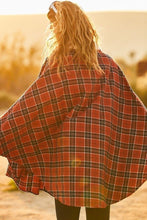 Load image into Gallery viewer, Mock Neck With Zipper Contrast Inside Front Pocket Plaid Poncho