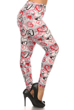 Load image into Gallery viewer, Plus Size Heart Print, Full Length Leggings In A Slim Fitting Style With A Banded High Waist