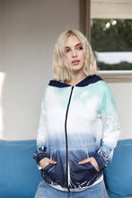 Load image into Gallery viewer, Feather & Tie-dye Print Contrast Plaid Hood Sweater