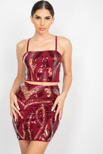 Load image into Gallery viewer, Sequin Square Cami Top & Mini Skirts Set
