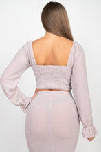 Load image into Gallery viewer, Sparkling Long Sleeves Ruching Back & Skirts Set