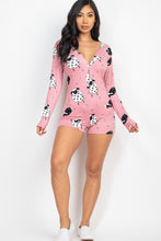Load image into Gallery viewer, Sheep Print V-neck Button Romper