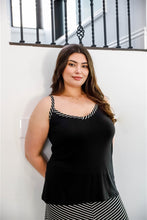 Load image into Gallery viewer, Plus Black Striped V-neck Top & Maxi Skirt Set