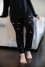 Load image into Gallery viewer, Plus Black Distressed Hooded Long Sleeve Top & Pants Set