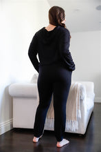 Load image into Gallery viewer, Plus Black Distressed Hooded Long Sleeve Top & Pants Set