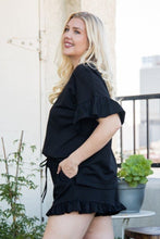 Load image into Gallery viewer, Round Neck Ruffle Sleeve Side Slit French Terry Top