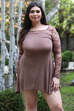 Load image into Gallery viewer, Plus Lace Detail Long Sleeve Mini Dress