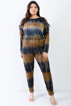 Load image into Gallery viewer, Plus Tie-dye Lace Up Shoulder Details Back Wrap Cut-out Jumpsuit