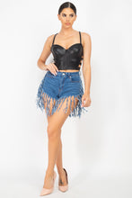 Load image into Gallery viewer, Fringe Hem Denim Shorts