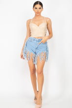 Load image into Gallery viewer, Fringe Hem Denim Shorts