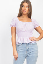 Load image into Gallery viewer, Smock Flounce Hem Plaid Top