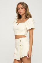 Load image into Gallery viewer, V-bar Puff Sleeve Top & Skorts Set