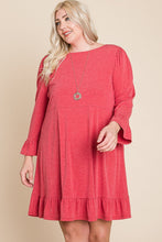 Load image into Gallery viewer, Plus Size Two Tone Ruched Shoulder Lovely Knee Dress