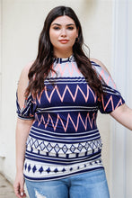 Load image into Gallery viewer, Plus Polka Dot Cold Shoulder Short Sleeve Back Self-tie Top