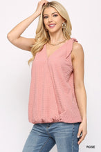 Load image into Gallery viewer, Solid Textured And Sleeveless Surplice Top With Shoulder Tie