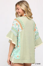 Load image into Gallery viewer, Texture Knit And Print Mixed Hi Low Hem Top