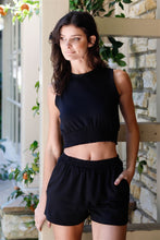 Load image into Gallery viewer, Smocked Hem Sleeveless Crop Top & High Waist Short Set