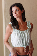 Load image into Gallery viewer, Embroidered Ruffle Trim Strap Sleeveless Crop Top