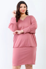 Load image into Gallery viewer, Plus Cut-out Neck Details Dolman Midi Sleeve Mini Dress