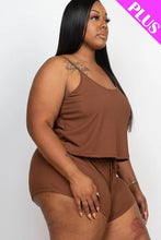 Load image into Gallery viewer, Plus Ribbed Strappy Top And Shorts Set
