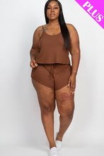 Load image into Gallery viewer, Plus Ribbed Strappy Top And Shorts Set