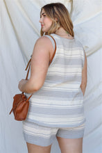 Load image into Gallery viewer, Plus Stripe Knit Sleeveless Top & Short Set