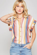 Load image into Gallery viewer, A Woven Shirt In Multicolor Striped With Collared Neckline