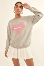 Load image into Gallery viewer, Vintage-style Heart Graphic Print French Terry Knit Sweatshirt