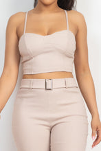 Load image into Gallery viewer, Plaid Houndstooth Cami Crop Top & Belted Pants Set