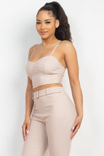 Load image into Gallery viewer, Plaid Houndstooth Cami Crop Top & Belted Pants Set
