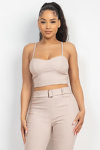 Load image into Gallery viewer, Plaid Houndstooth Cami Crop Top & Belted Pants Set