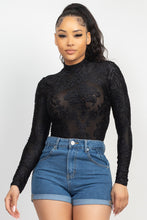 Load image into Gallery viewer, Embroidered Mock Neck Keyhole Bodysuit