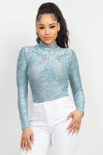 Load image into Gallery viewer, Embroidered Mock Neck Keyhole Bodysuit