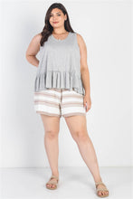 Load image into Gallery viewer, Plus Heather Grey Textured Flare Hem Sleeveless Top