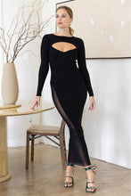 Load image into Gallery viewer, Cutout Bust Mesh Side Detail Long Sleeve Dress