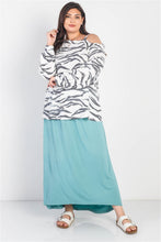 Load image into Gallery viewer, Plus White & Charcoal Zebra Flannel Cold Shoulder Long Sleeve Top