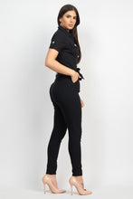 Load image into Gallery viewer, Collared Waist-tie Buttoned Jumpsuit
