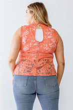 Load image into Gallery viewer, Plus Lace Mesh Ruffle Detail Sleeveless Flare Hem Top