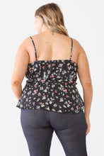 Load image into Gallery viewer, Plus Floral Sleeveless Wrap Neck Flare Hem Top