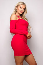 Load image into Gallery viewer, Long Sleeve Cuff Front Strap Mini Dress