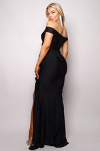 Load image into Gallery viewer, Crossover Front Off Shoulder Side Ruffle Maxi Dress