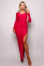 Load image into Gallery viewer, Long Sleeve V Neck Open Back Maxi Dress