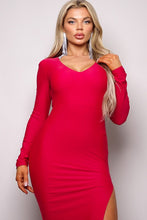 Load image into Gallery viewer, Long Sleeve V Neck Open Back Maxi Dress