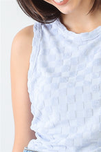 Load image into Gallery viewer, Baby Blue Chess Cage Print Cotton Blend Sleeveless Bodysuit