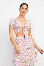 Load image into Gallery viewer, Front Knot Floral Top & Ruched Maxi Skirts Set