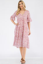 Load image into Gallery viewer, Shallow V-neck 4 Tiers Of Pleating Dress