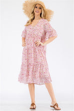 Load image into Gallery viewer, Shallow V-neck 4 Tiers Of Pleating Dress
