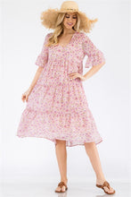Load image into Gallery viewer, Shallow V-neck 4 Tiers Of Pleating Dress