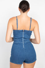 Load image into Gallery viewer, Denim Twisted-front Cutout Romper
