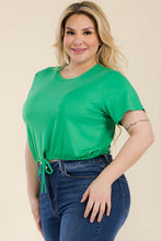 Load image into Gallery viewer, Plus Size Tie Front Drawstring Short Sleeve Crop Top